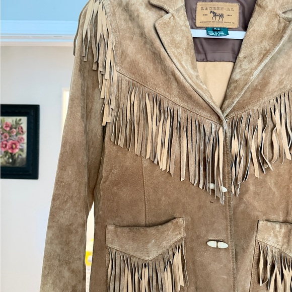 Vintage Lauren Ralph Lauren Suede Tan Fringe Women's Jacket - Picture 4 of 5